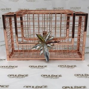 Isyss Jeweled Metal Cage Clutch